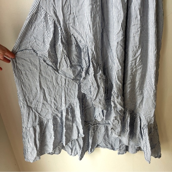 Sans Souci Striped Ruffle Maxi Dress Small Off Shoulder Coastal Boho Cottagecore - Picture 10 of 11
